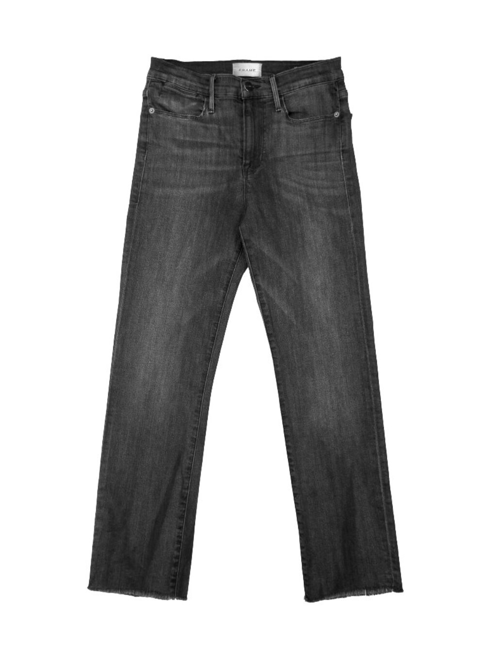 FRAME Le High Straight Jeans 28 Bosworth Black Gray Raw Hem LHSTRA134 - Picture 13 of 14